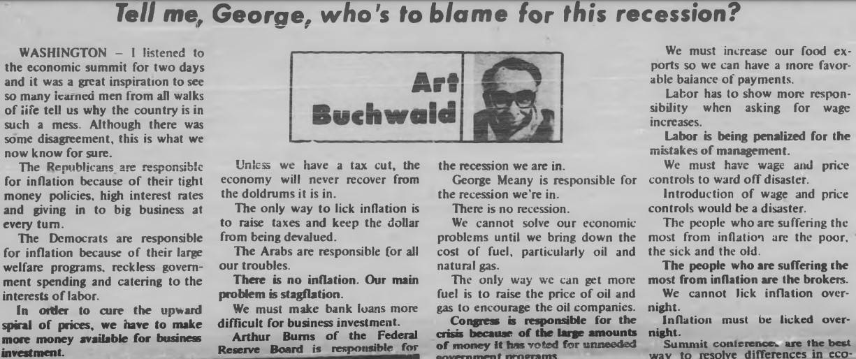 Lanthorn newspaper clipping about stagflation